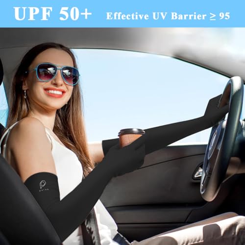 PALAY® Sun Protection Gloves & UV Arm Sleeves Combo for Women, Breathable Silk, Non-Slip, Touch Screen, Cooling, Full Finger & Open Tip, Outdoor Driving, Cycling, Gardening – Black PALAY® Sun Protection Gloves & UV Arm Sleeves Combo for Women, Breathable Silk, Non-Slip, Touch Screen, Cooling, Full Finger & Open Tip, Outdoor Driving, Cycling, Gardening – Black